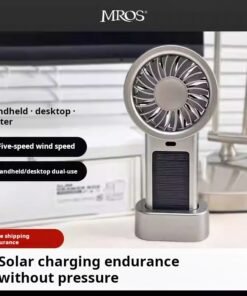Mros Solar-Powered Handheld Desktop Fan, Portable, Outdoor USB Rechargeable for Summer.