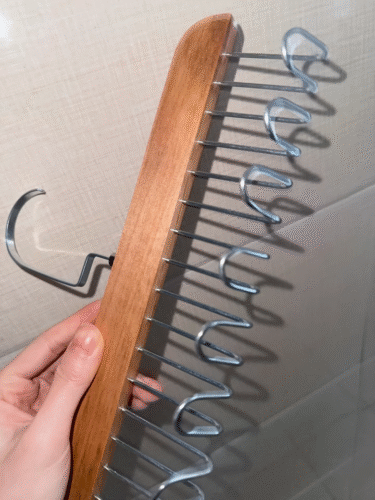 Wooden Strap Hanger Multifunctional Underwear Vest Storage Tool Home Solid Wood Hook Wave Clothes Drying Rack (PACK OF 20) photo review