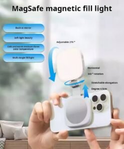 Magnetic Selfie Light for Smartphones - Influencer Live Streaming and Photography Essential - Mini Portable Mirror - Foldable Pocket Light - MagSafe Selfie Makeup Mirror