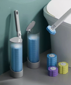 Disposable toilet brush set for home use, replaceable toilet brushes with cleaning brush heads that reach every corner and are sterile